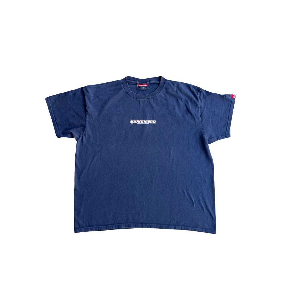 VTG 90s Y2K Quiksilver Navy Graphic Logo Double-Sided XL T-Shirt Skate Mexico
